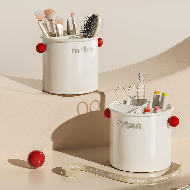 Stylish Cream - Style Makeup Brush Holder with Detachable Dividers and Drainage Features - mrbin