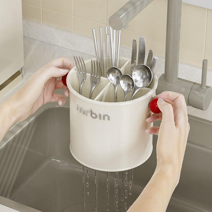 Stylish Cream - Style Makeup Brush Holder with Detachable Dividers and Drainage Features - mrbin