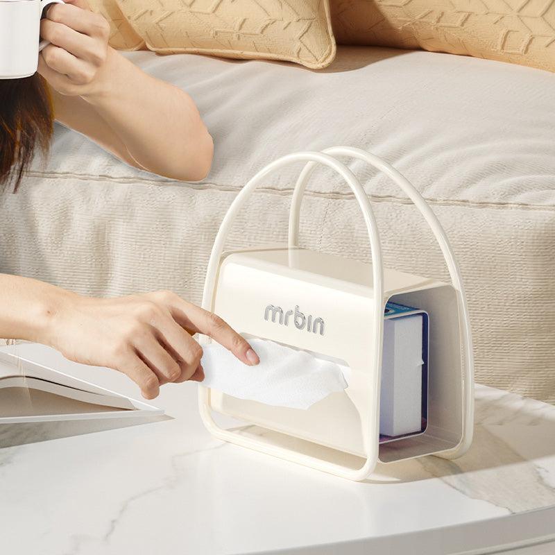 Stylish Square Handbag - Inspired Tissue Box with Rounded Wide Mouth and Side Paper Replacement - mrbin