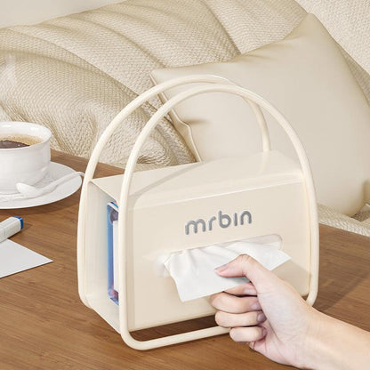 Stylish Square Handbag - Inspired Tissue Box with Rounded Wide Mouth and Side Paper Replacement - mrbin