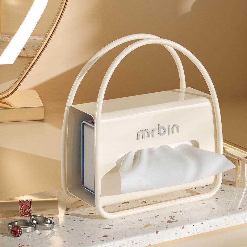 Stylish Square Handbag - Inspired Tissue Box with Rounded Wide Mouth and Side Paper Replacement - mrbin