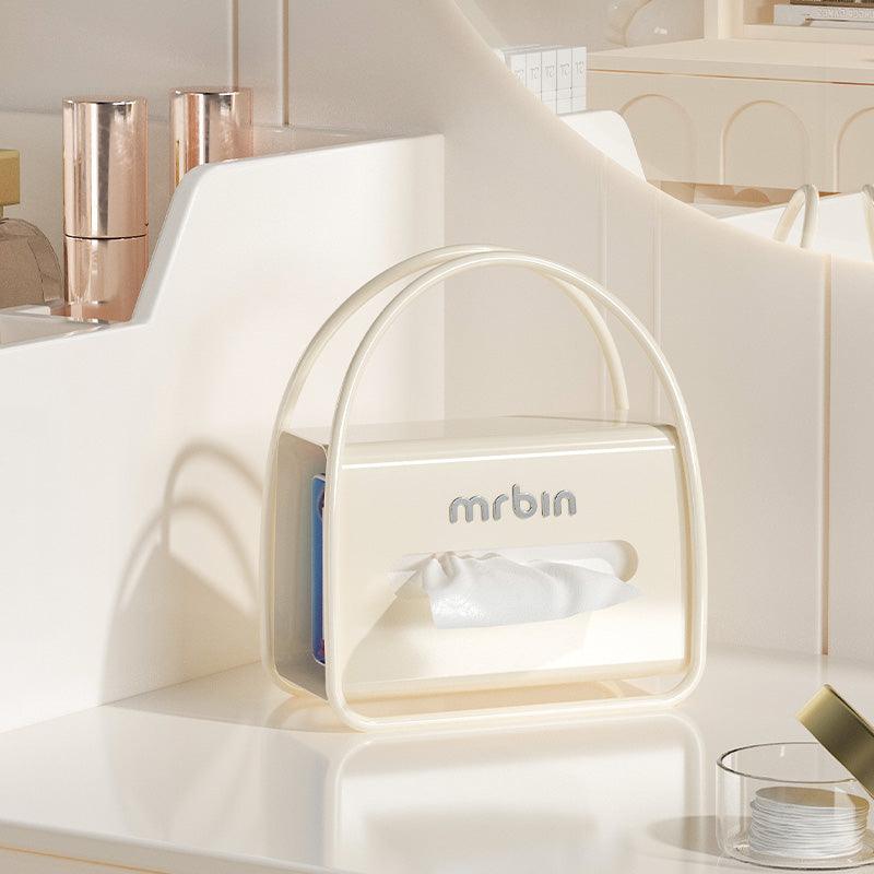 Stylish Square Handbag - Inspired Tissue Box with Rounded Wide Mouth and Side Paper Replacement - mrbin