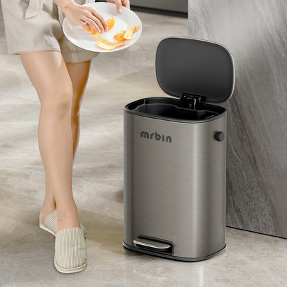 MrBin Step Trash Can Metal Eclipse Grey Black Logo