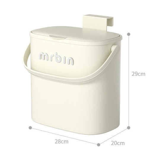 Wall - Mounted Cream - Style Trash Can with Dual Open Lid System and Thick Steel Material - mrbin