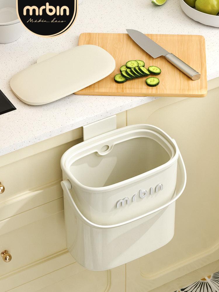 Wall - Mounted Cream - Style Trash Can with Dual Open Lid System and Thick Steel Material - mrbin