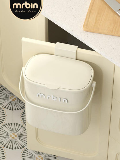 Wall - Mounted Cream - Style Trash Can with Dual Open Lid System and Thick Steel Material - mrbin